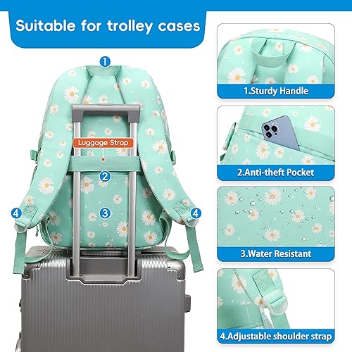 Miniatura 4 de Daisy - Mochila escolar para niñas, con lonchera, juego de bolsa de libros, mochilas para adolescentes y niñas
