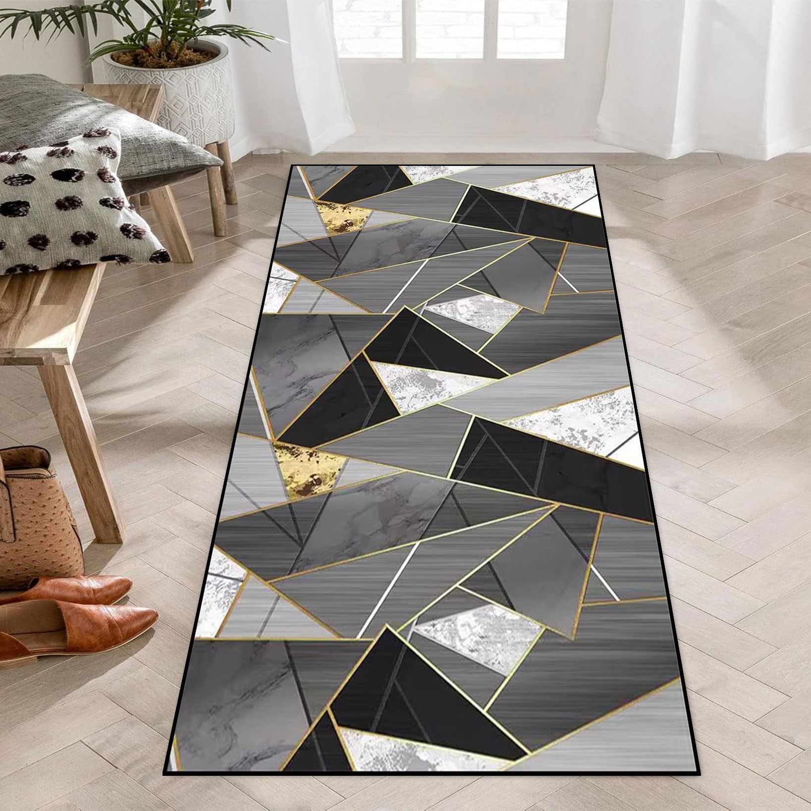 Tapis sur Mesure 100 x 140 cm Antidérapant Tapis de Piste Tapis Oriental, Anti-Saleté, Poils Ras, Doux Microfibre, Anti Fatigue pour Couloir, Entrée, Buanderie, A