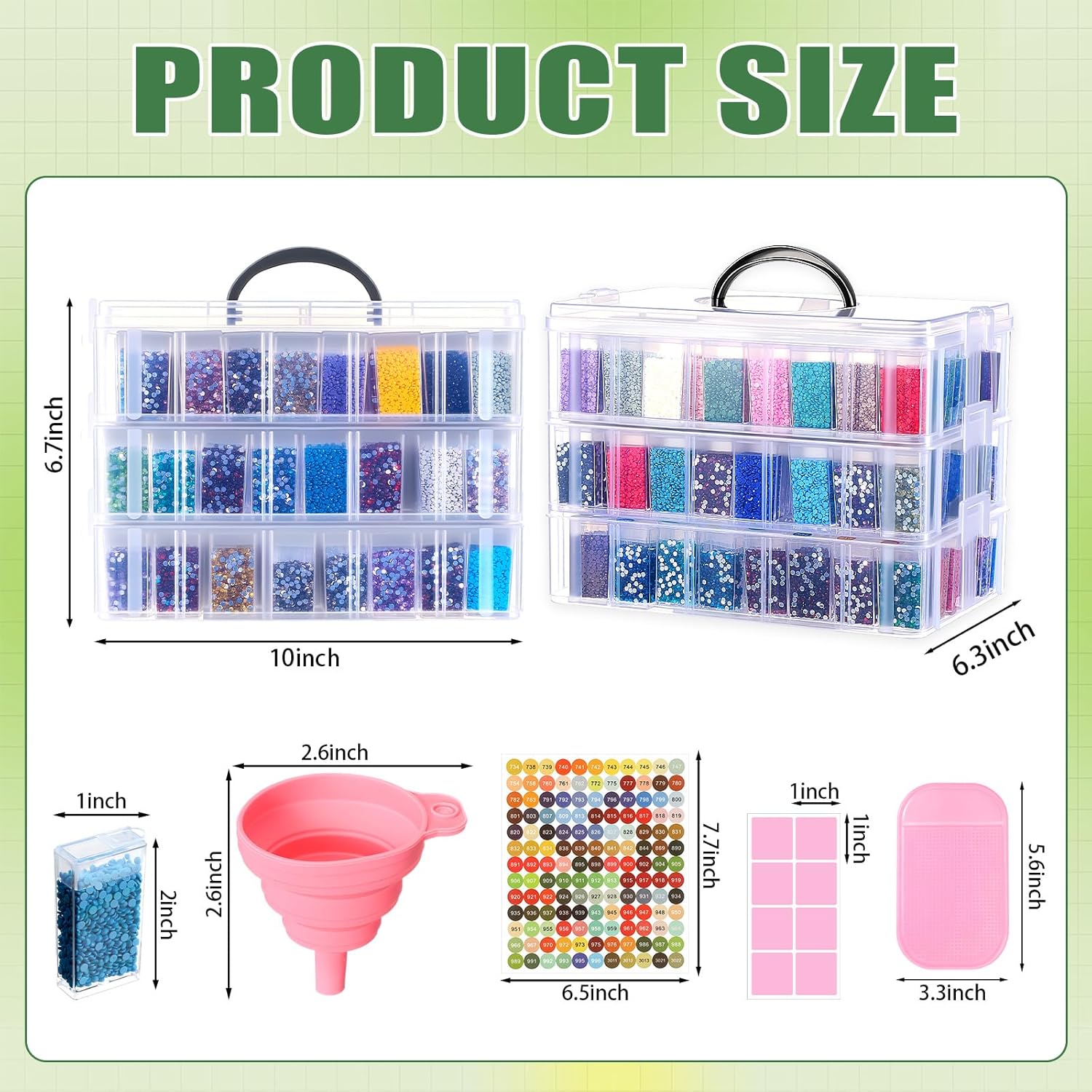Willinglong Diamond Painting Storage Containers Grids Diamond Art Storage Bead Organizer Painting Accessories DIY Jewelry Craft(3 Tier,Pink)
