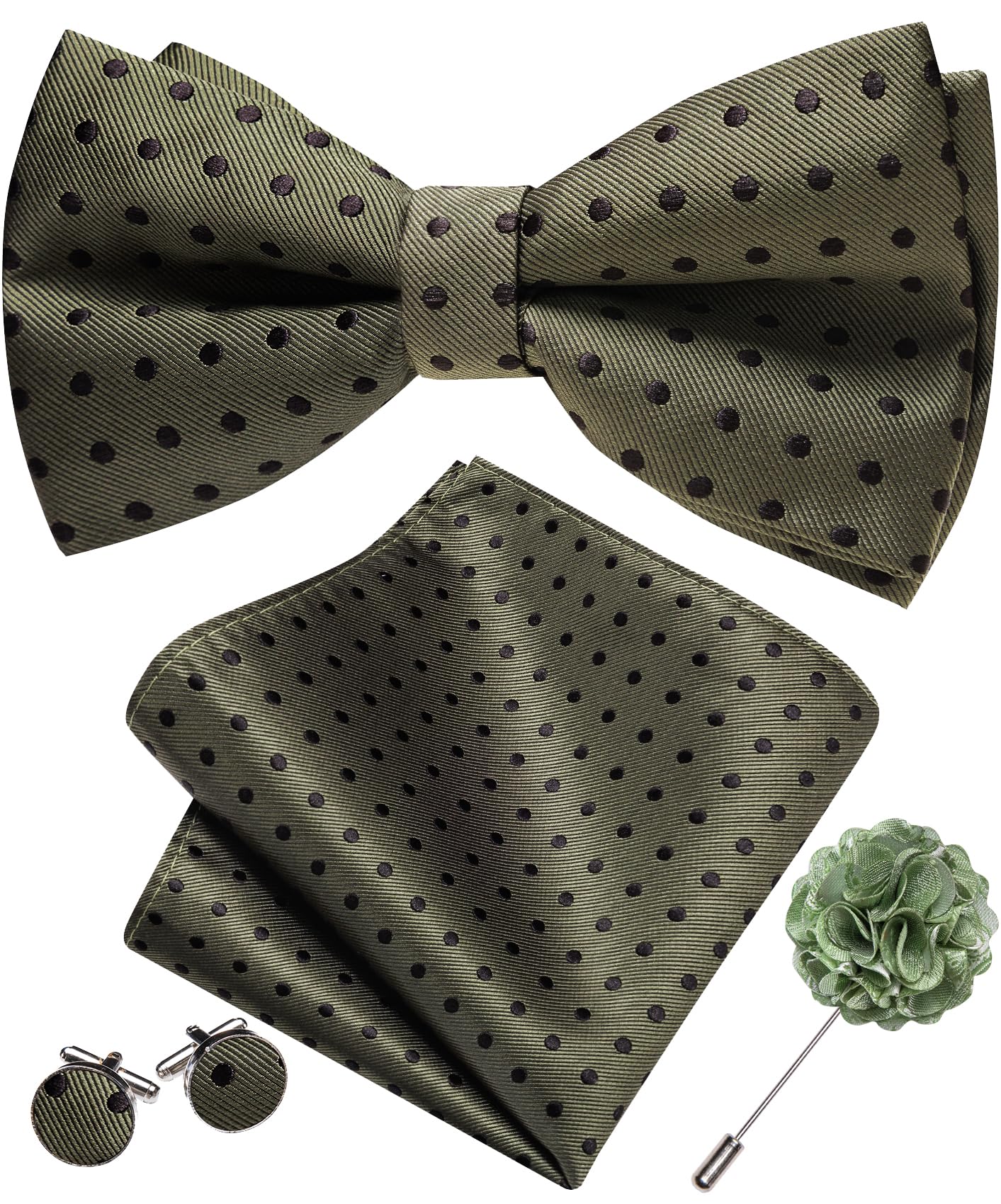 YOHOWA Mens Bow Tie Paisley Coloful Pre-tied Bowties Handkerchief Cufflinks