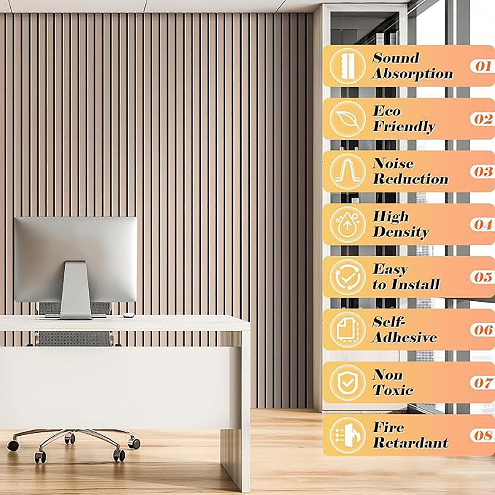 Six grands panneaux d'affichage de feutre, comportant les panneaux modulaires de feutre, la conception rectangulaire linéaire, appropriée aux chambres à coucher