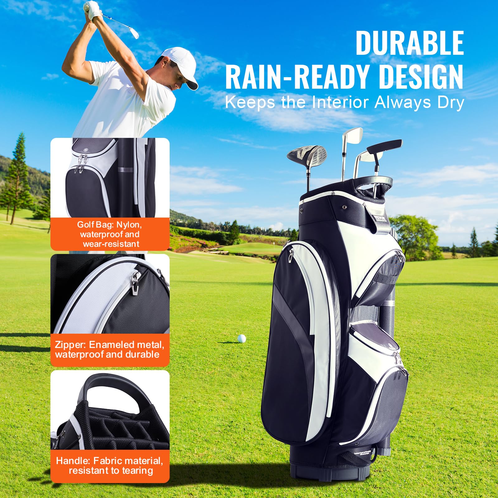 VEVOR Bolsa para Carrito de Golf Organizador 14 vías 36 Pulgadas Nailon