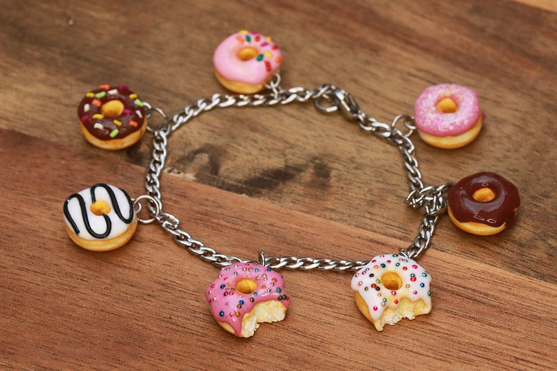Donut Bracelet - donut charms, food jewelry, donut jewelry, miniature food, food bracelet, kawaii bracelet, birthday gift, gift