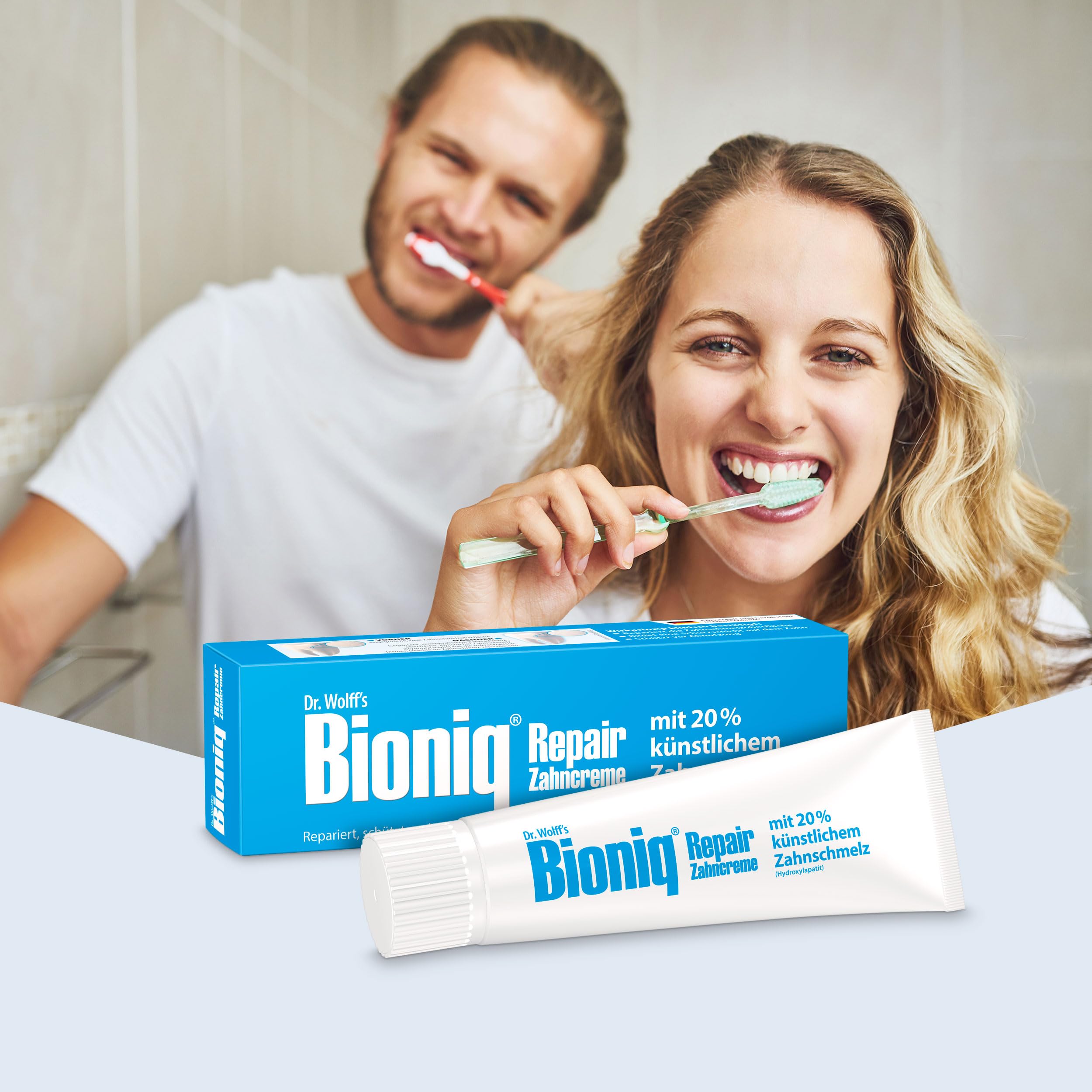 Bioniq® Dentifricio di riparazione - 6 x 75 ml - dentifricio riparativo con smalto artificiale, idrossiapatite protegge e rafforza lo smalto dei denti, senza fluoro