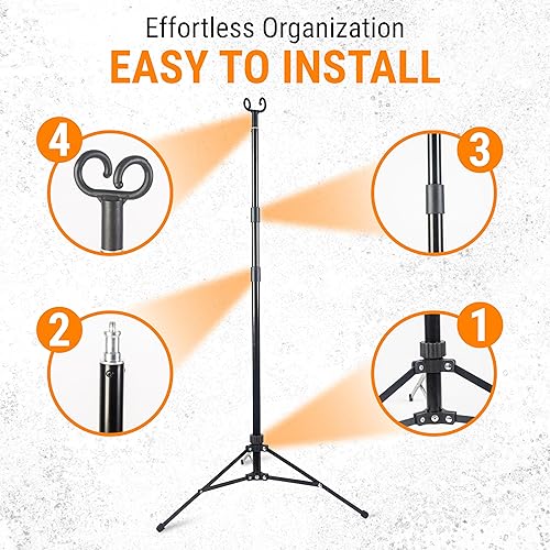 Miniatura 3 de Skywin Soporte para trípode IV con gancho, soporte plegable de poste IV con gancho, soporte de piso IV, soporte IV, soporte IV, organizador de