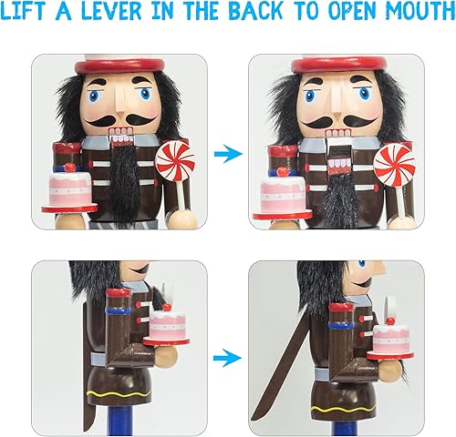 Miniatura 5 de KI Store Juego de 2 figuras de cascanueces de Navidad de 15 pulgadas, juego de 2 figuras de cascanueces de madera para decoraciones navideñas con