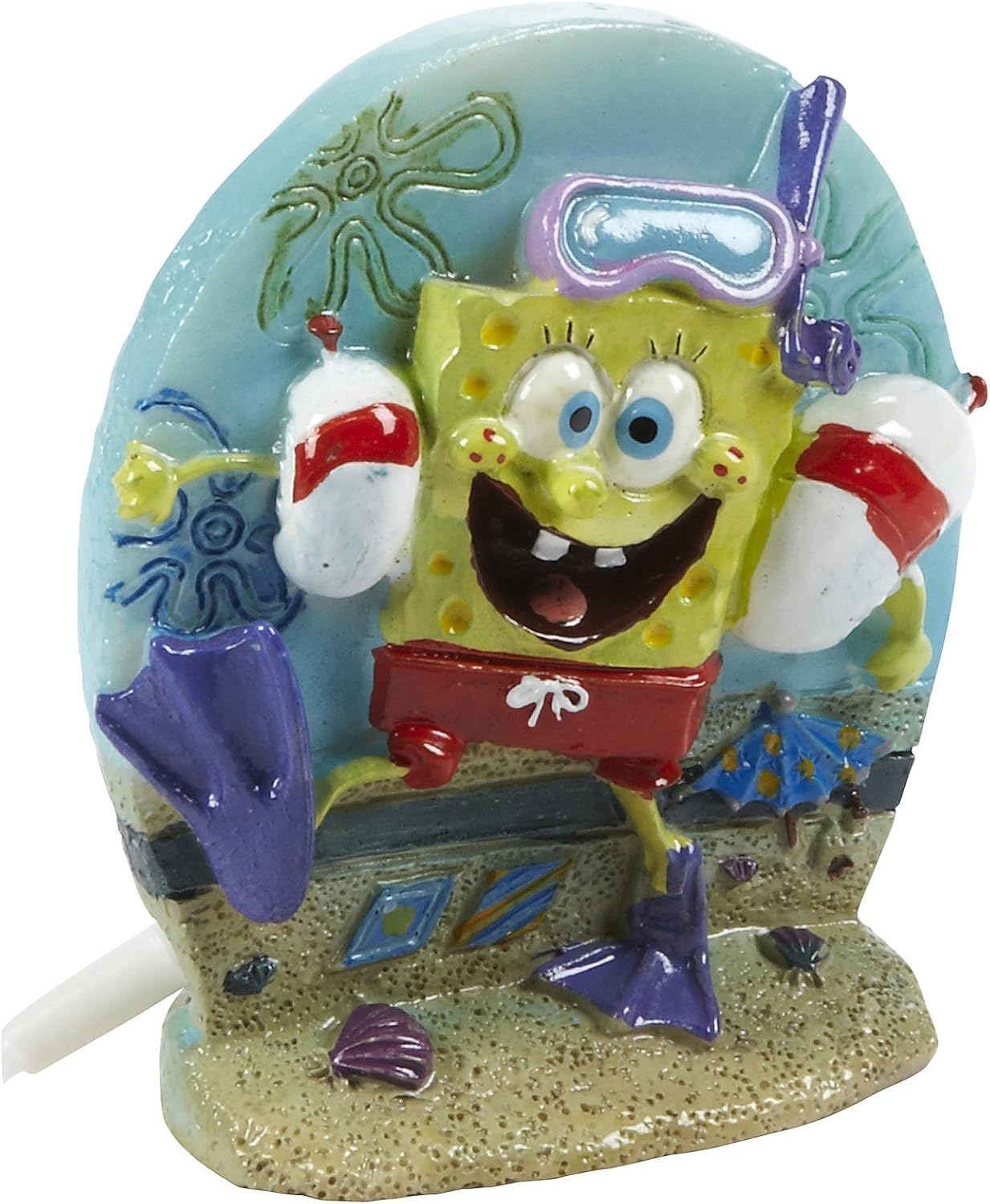 Penn-Plax Spongebob Blowing Bubbles Aerating Ornament | Bring a Little Bikini Bottom to Your Aquarium |