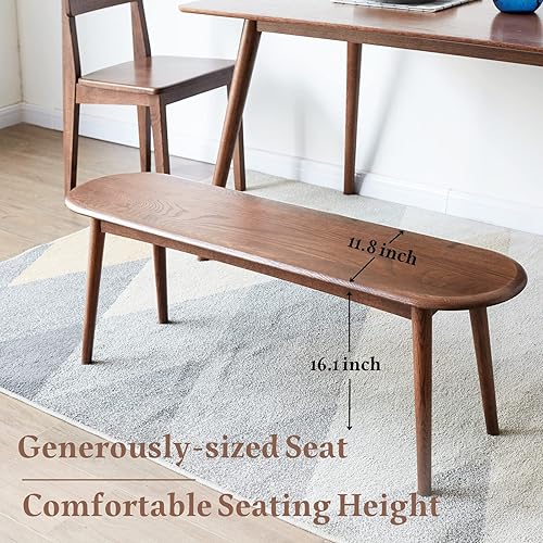 Miniatura 6 de Banco de madera de roble 100% certificado FAS, banco de entrada de esquina redondeada, banco de comedor moderno para entrada, dormitorio, comedor,