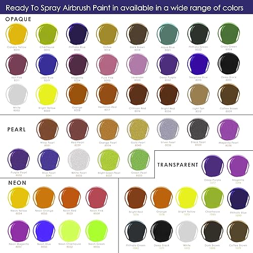 Miniatura 5 de US Art Supplyjuego de 6 pintura aerógrafo acrílica para principiantes colore opacos  reductor y limpiador 1 onza oz