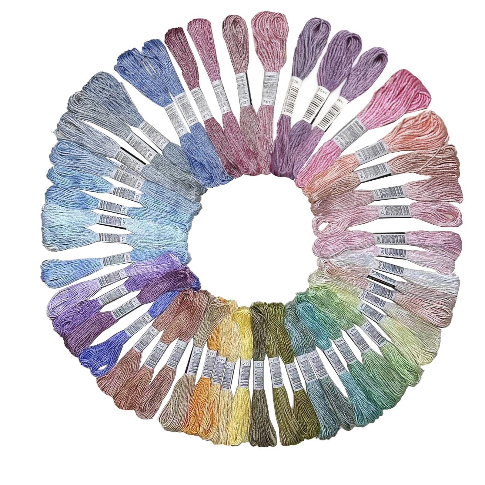 IBOPUXIU Stickgarn Set 50 Farben, je 8 Meter Pastellfarben – Ideal für Kreuzstich, Sticken, Flechten, Freundschaftsarmbänder und Armbandknüpfen – Hochwertiges Embroidery Thread