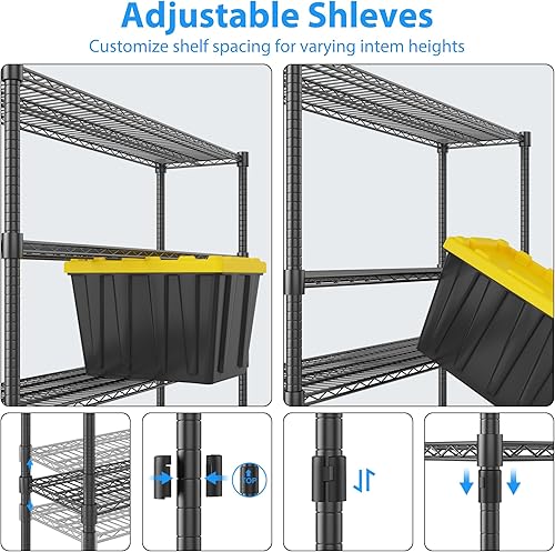 Miniatura 7 de Homdox Estantería de alambre de metal resistente de 4 niveles con ruedas, estante de almacenamiento de garaje de capacidad de 2400 libras,