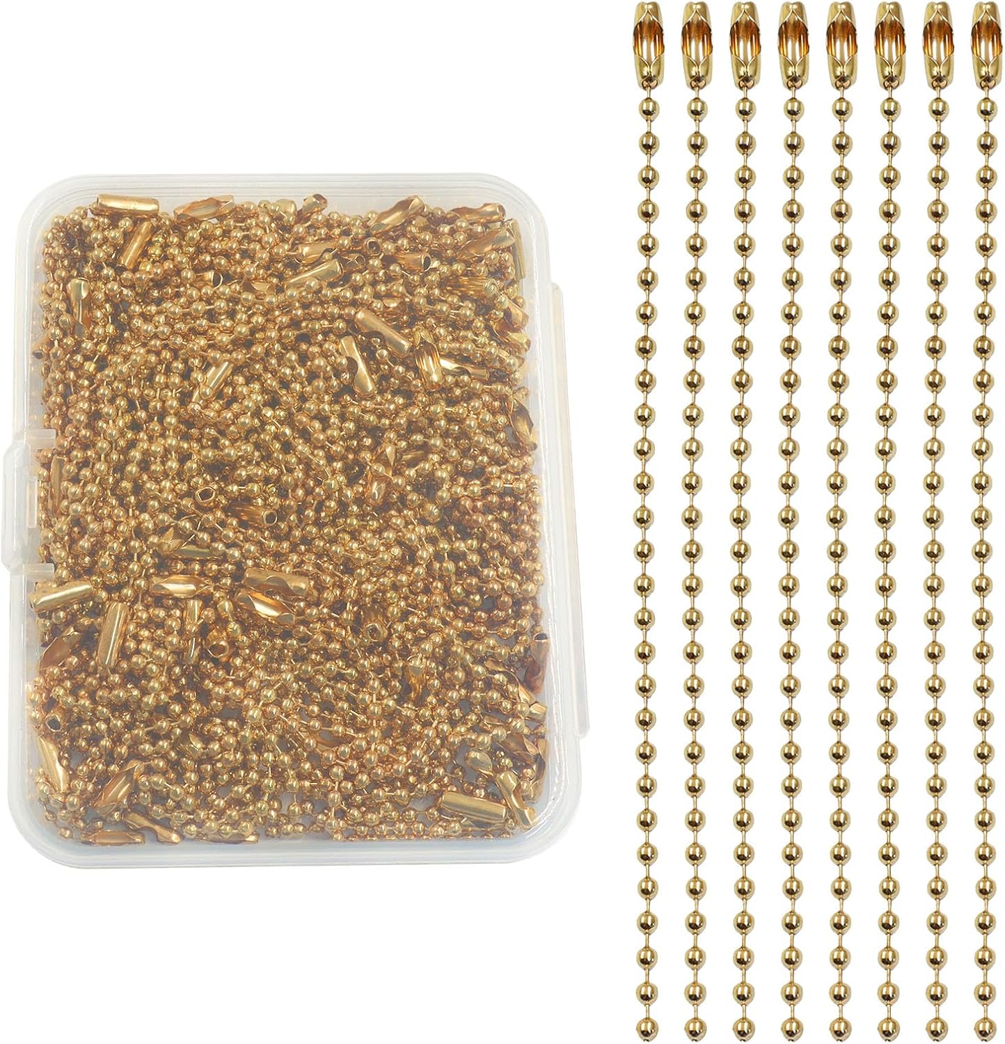 Ball Bead Chains, 4.72 Inch, Nickel Plated Metal, Black, 100Pcs