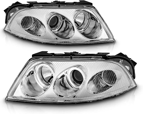 Miniatura 2 de AmeriLite Faros delanteros de repuesto para proyector con halo LED dual cromado para Volkswagen Passat B5.5 02-05 - lado del pasajero y del conductor