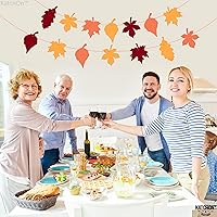 Vista 5 de KatchOn, Guirnalda de hojas de fieltro para decoraciones de Acción de Gracias, 10 pies, sin bricolaje, decoración de otoño, guirnalda de otoño