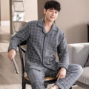 Pijama Caballero Pijama De Algodón 100% Para Hombre Manga Larga