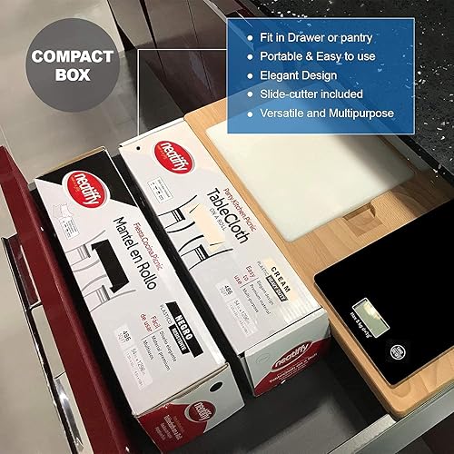 Miniatura 7 de Neatiffy Rollo de mantel de plástico desechable | Mantel impermeable de 54 pulgadas x 108 pies | Funda para mesas rectangulares, cuadradas, redondas