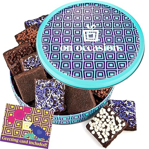 On Occasion - Brownies de chocolate gourmet para el día de la madre, envueltos individualmente, cesta de regalo surtido de brownie de dulce de