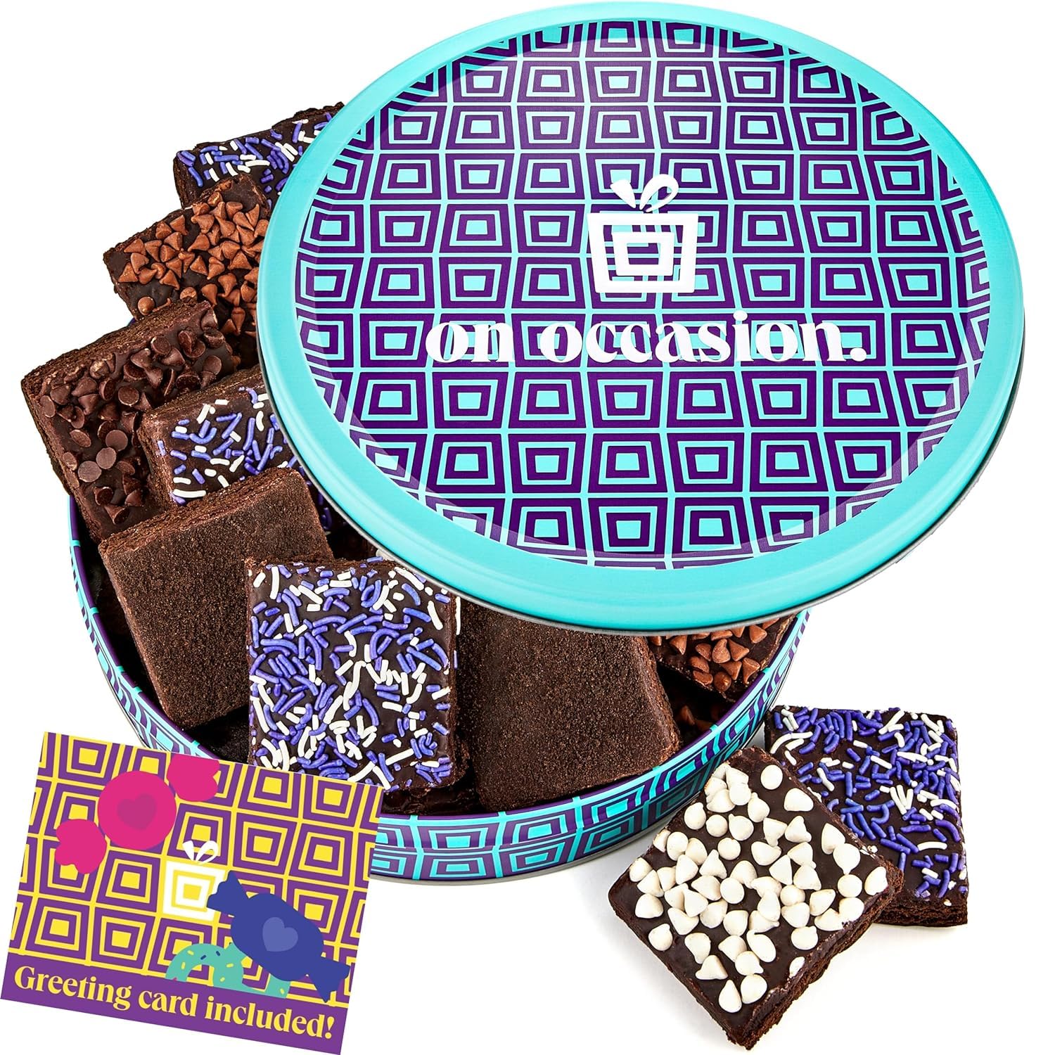 On Occasion Chocolate Brownies Individually Wrapped – Fudge Dessert Valentine's Day Brownies Gift Basket – Gourmet Fresh Baked Treats – Premium Bakery Selection for Valentines Day for Men and Women (8 Count)