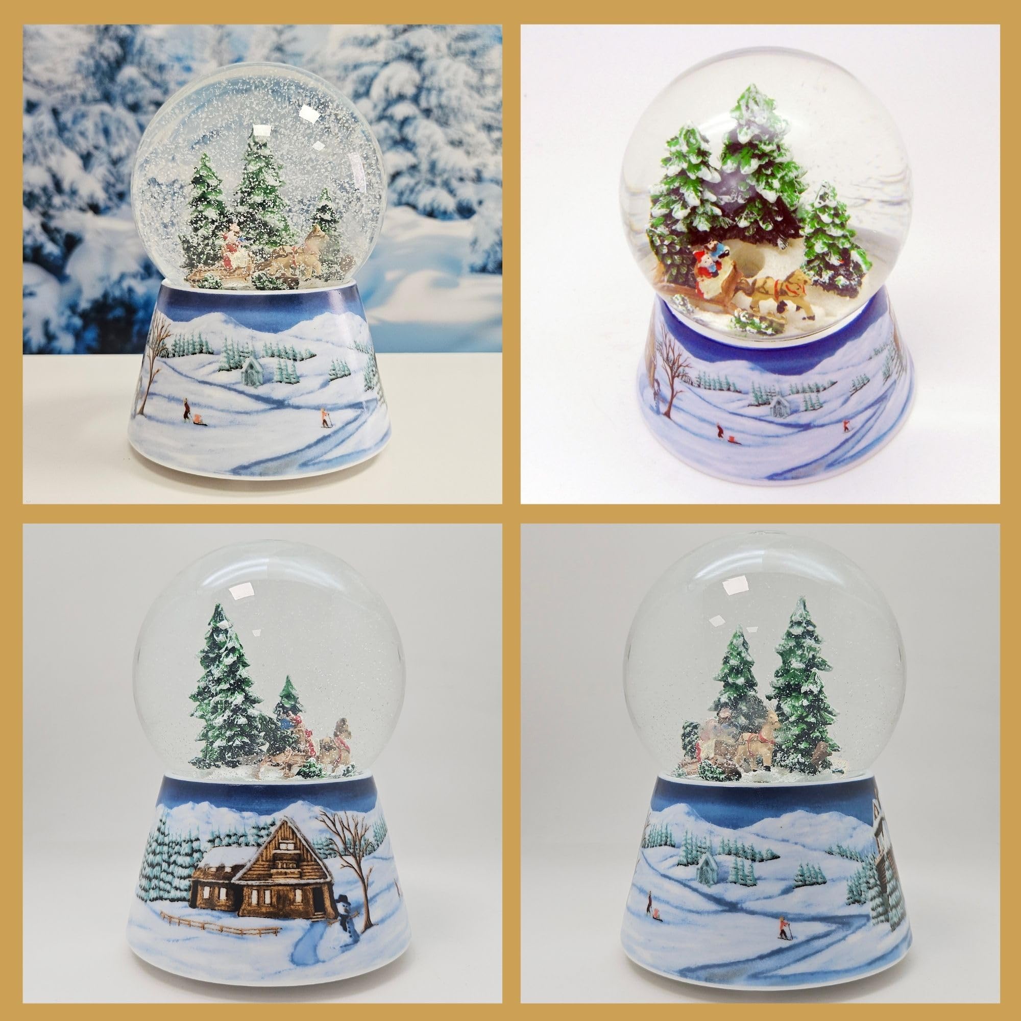 20084 Nostalgie- Boule a Neige Balade en calèche Romantique boîte à Musique 10 cm diamètre
