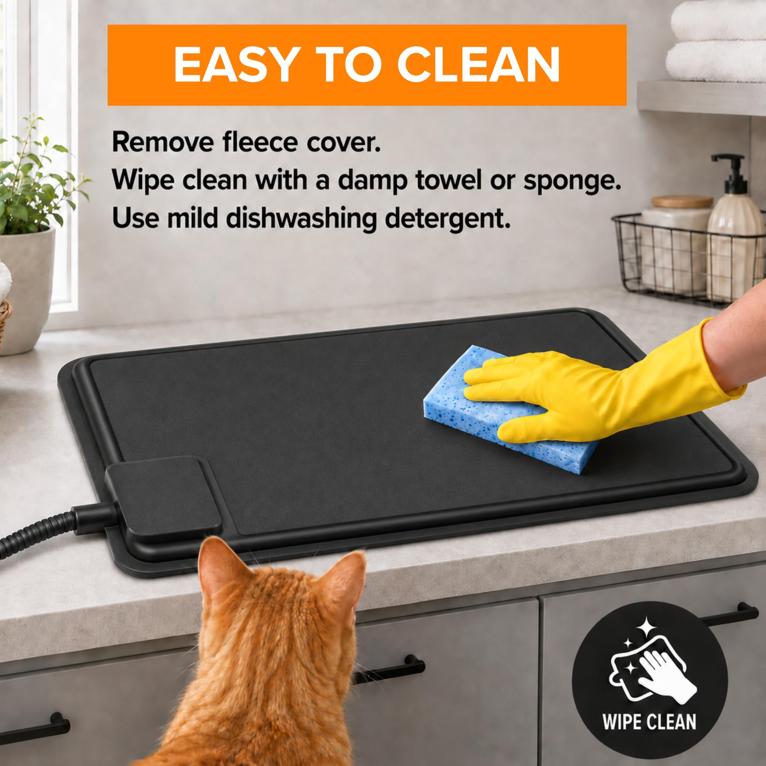 K&H PET PRODUCTS Tappetino riscaldato per gatti per esterni, impermeabile, per gatti selvatici, per esterni e gatti selvatici, tappetino riscaldante per interni ed esterni, nero, piccolo, 31,8 x 47