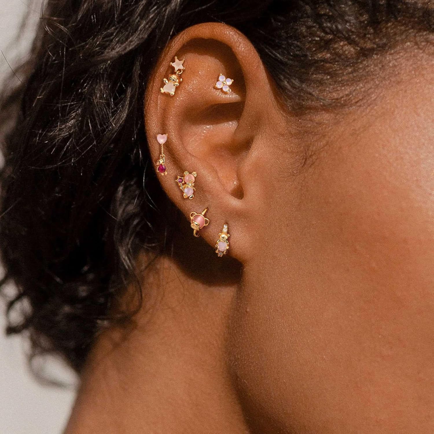 Krfy Sterling Silver Post Earrings for Women - Hypoallergenic 14K Gold Plated Cartilage Earrings Dainty Stud Hoop Dangle Chain Gold Plated Jewelry For Women - Image 6