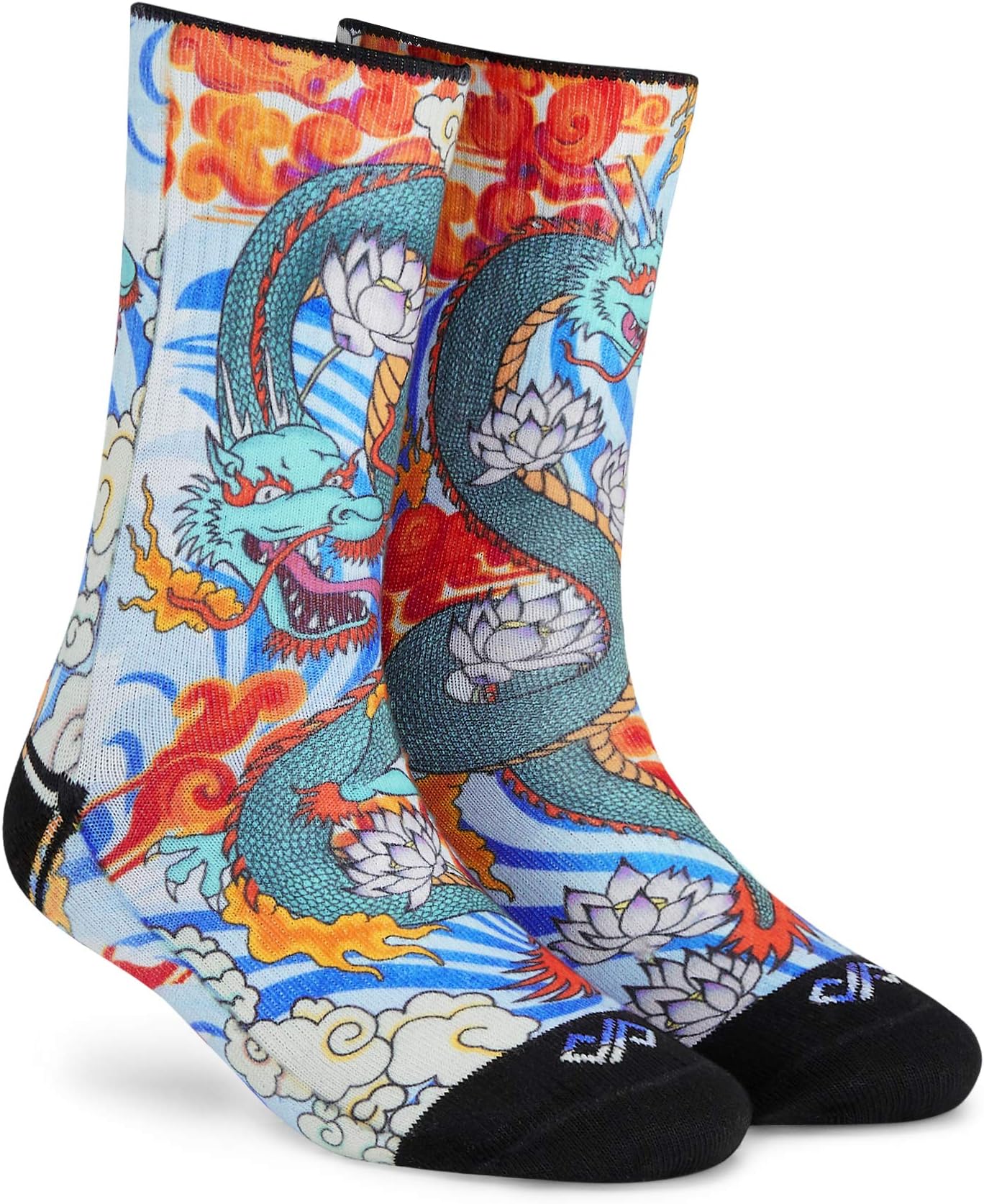 Men Polyester Blend & Women Crew Length Socks (Dragon) (Pack Of 1 Pair; Anti-Odour; Breathable; Durable)