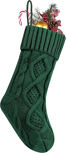 Vista 88 de Fesciory Paquete de 4 medias de Navidad de 18 pulgadas, tamaño grande, calcetines de punto trenzado, regalos y decoraciones para vacaciones Blanco