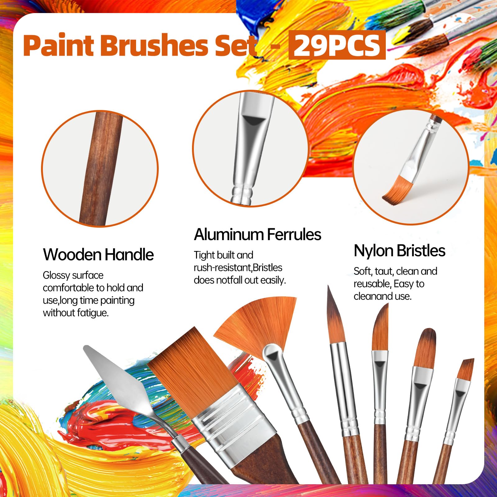GETHPEN Paint Brush Set - 29 Brushes for Acrylic -5 GETHPEN Paint Brush Set - 29 Brushes for Acrylic -5