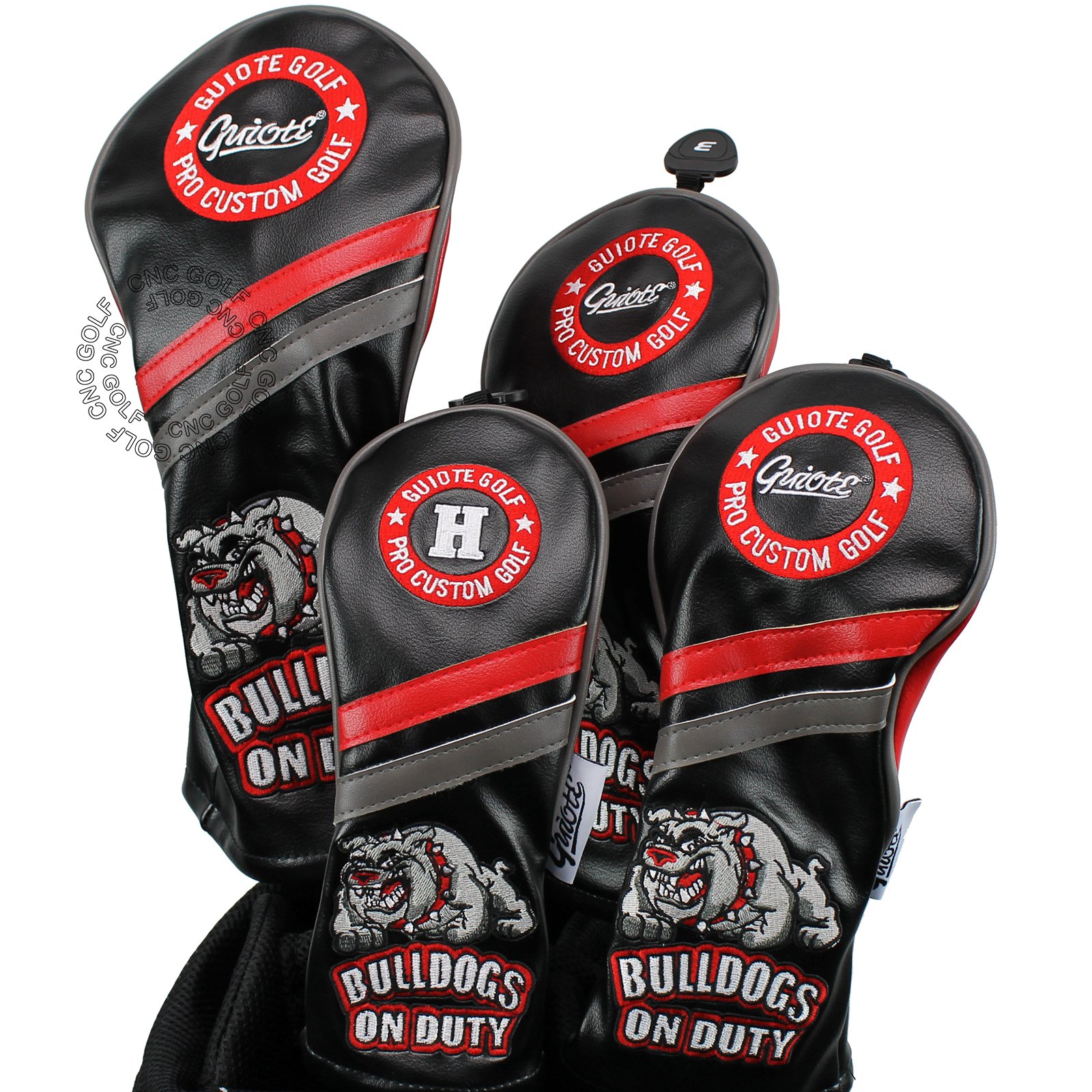 GuioteBulldog 1 3 5 H Golf Headcover Black Vintage Retro Driver Fairway Wood Hybrid Cover
