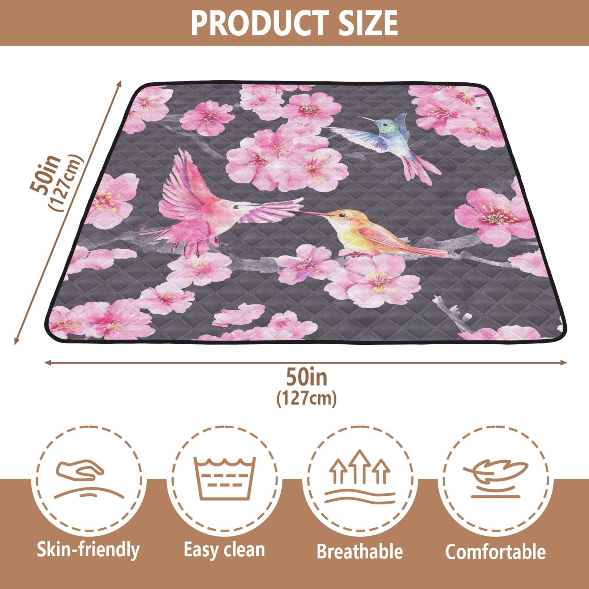 Kwiaty kolibry - 1 miękka piankowa mata gimnastyczna dla niemowląt i mata do aktywności na podłogę lekka mata do zabawy dla niemowląt maluch niemowlę, 127 cm x 127 cm