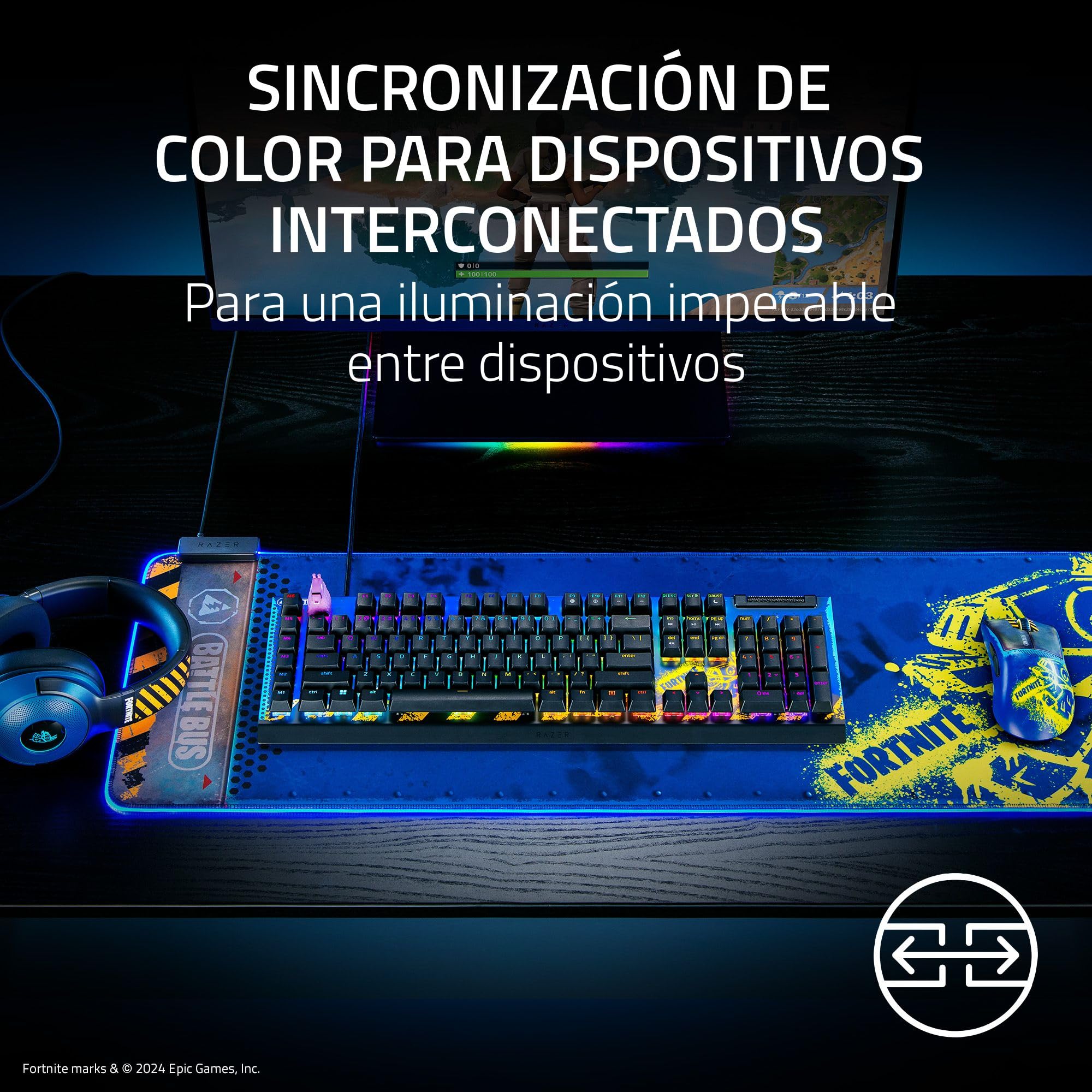 Razer Goliathus Extended Chroma - Edición Fortnite Alfombrilla de ratón para Juegos Extragrande y Suave con iluminación RGB (Soporte para Cables, optimizada para Todos los Ratones) XXL | Fortnite