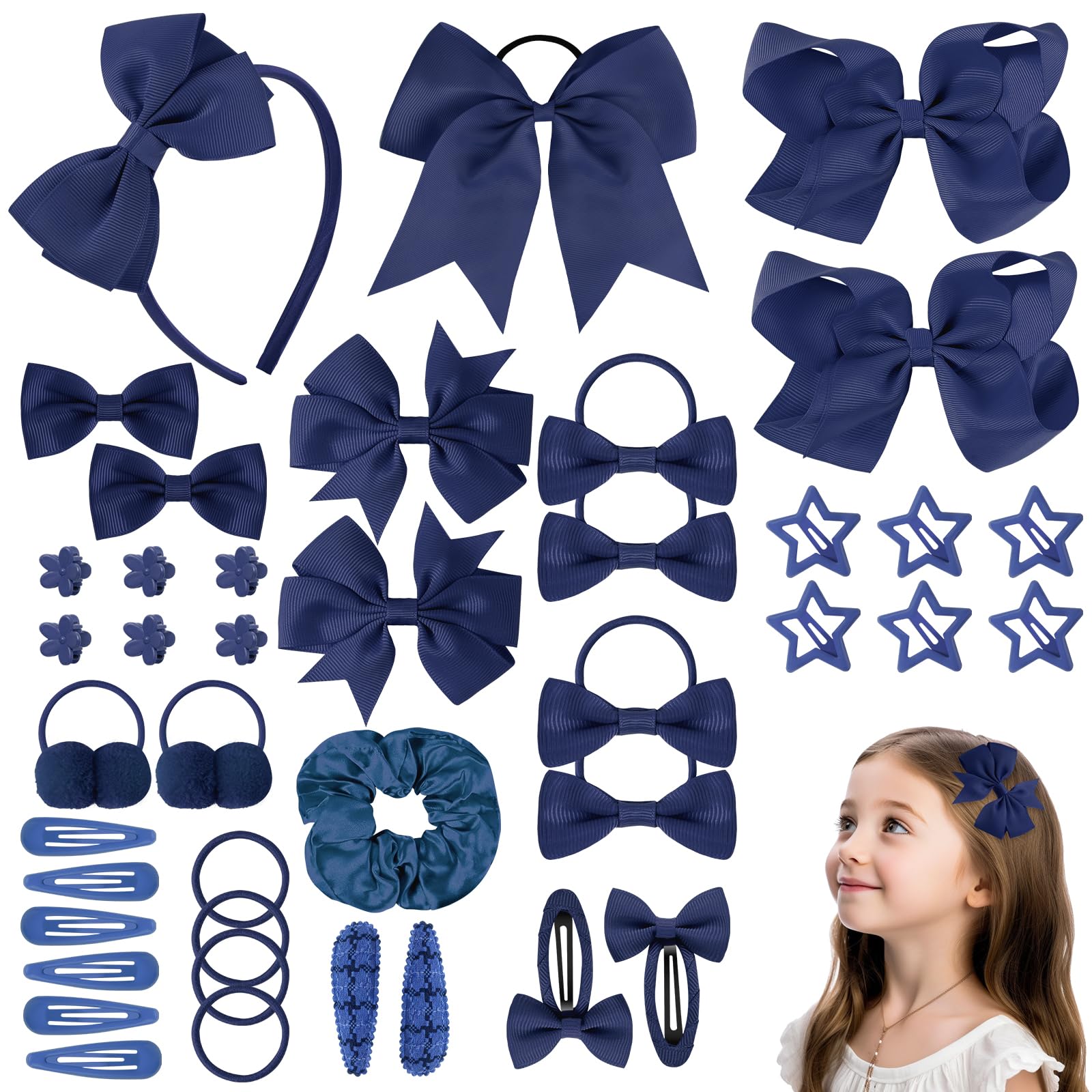 LOPHE 77 Pièces Bandeau à Noeud pour Enfants Pinces à Cheveux Ensemble de Bandeaux, Ensemble d'Accessoires pour Cheveux avec Décoration de Noeud, Adapté aux Cadeaux d'Anniversaire de Noël