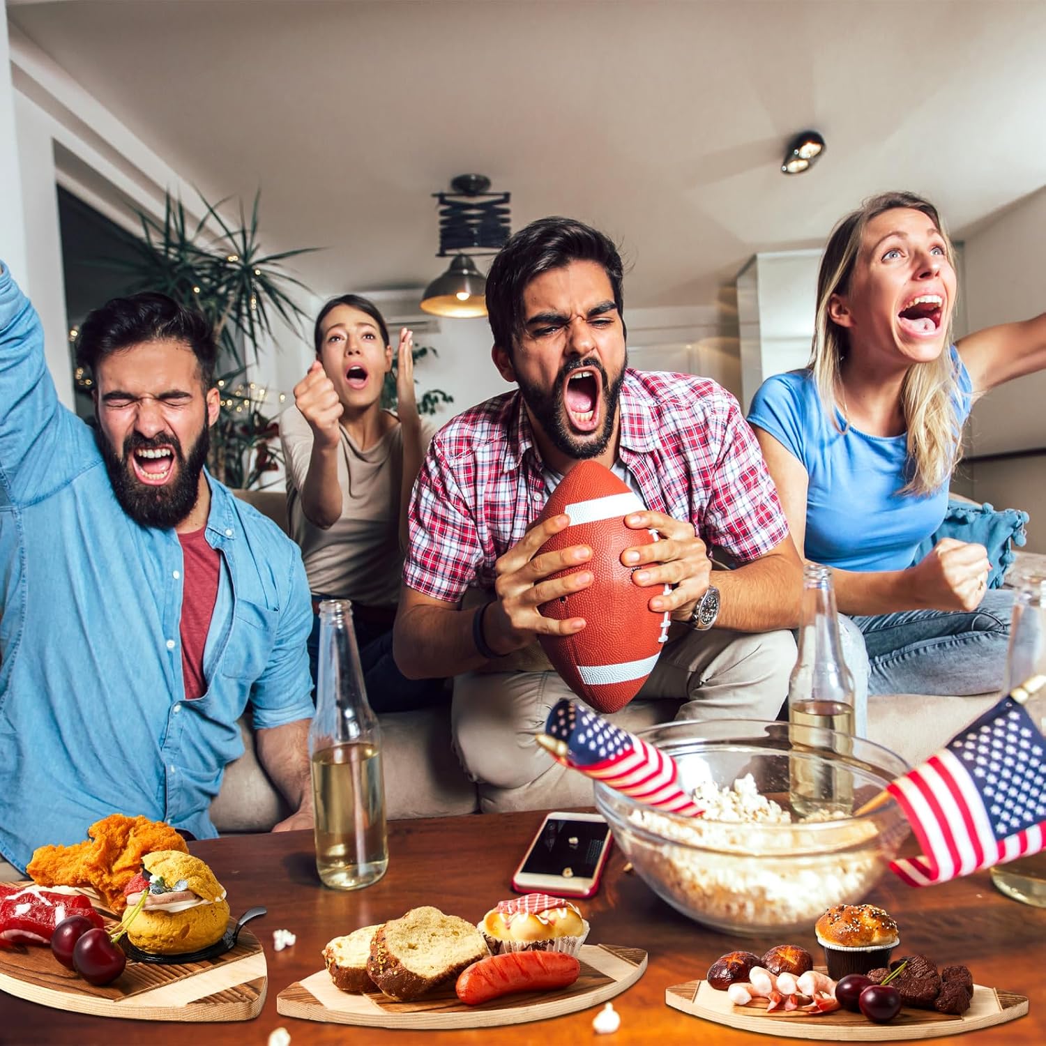 3 Pieces Football Cutting Board Football Serving Tray Hanging Football Gifts for Men Engraved Wooden Cutting Board Decoration for Kitchen Party Holiday Supplies Accessories, 3 Sizes (Dark Brown) - Image 3