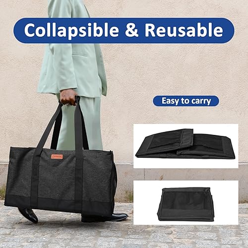 Miniatura 5 de MHOMER Bolsas de comestibles reutilizables, extra impermeables, grandes, con asas de transporte, bolsas de compras plegables para almacenamiento y