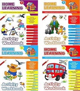 Alligator Pack of 4 Home Learning National Curriculum Activity Workbooks Maths Literacy Handwriting Childrens Pre-School Books