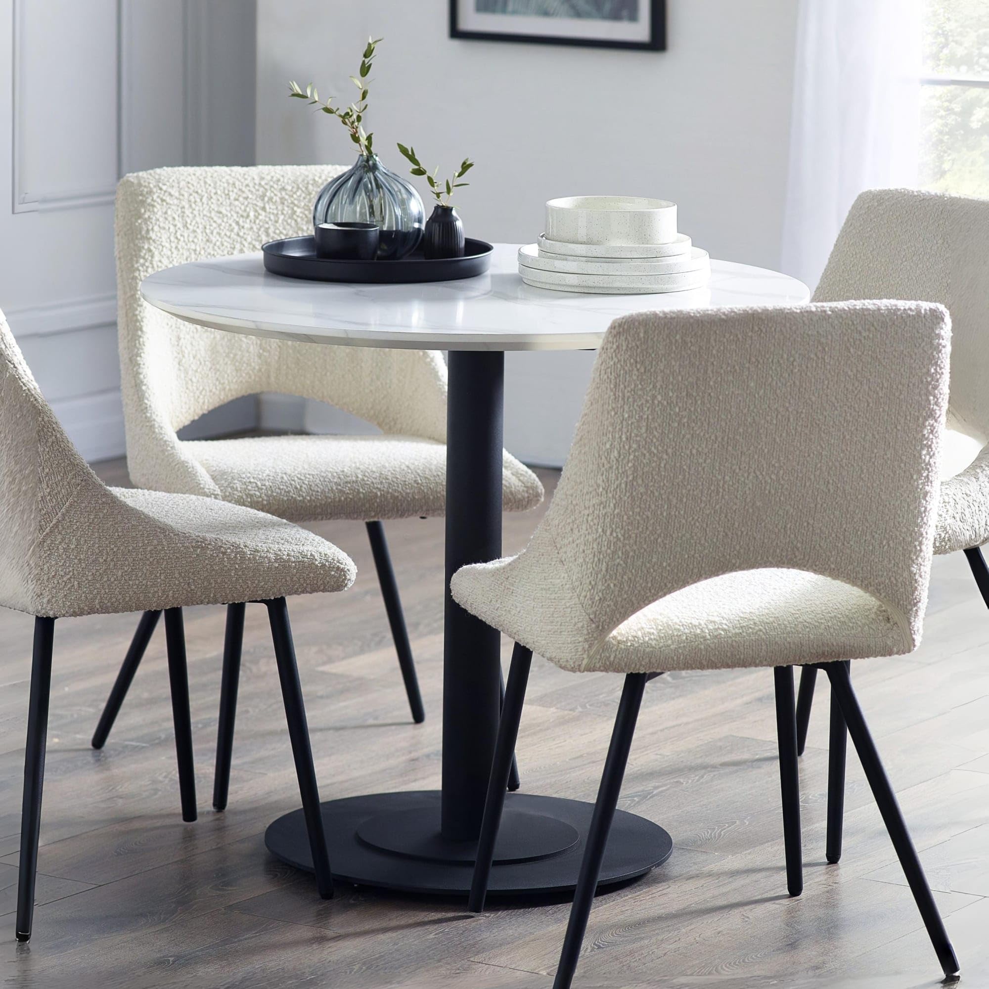 Julian Bowen Luca 4 Seater Round Table White And Black