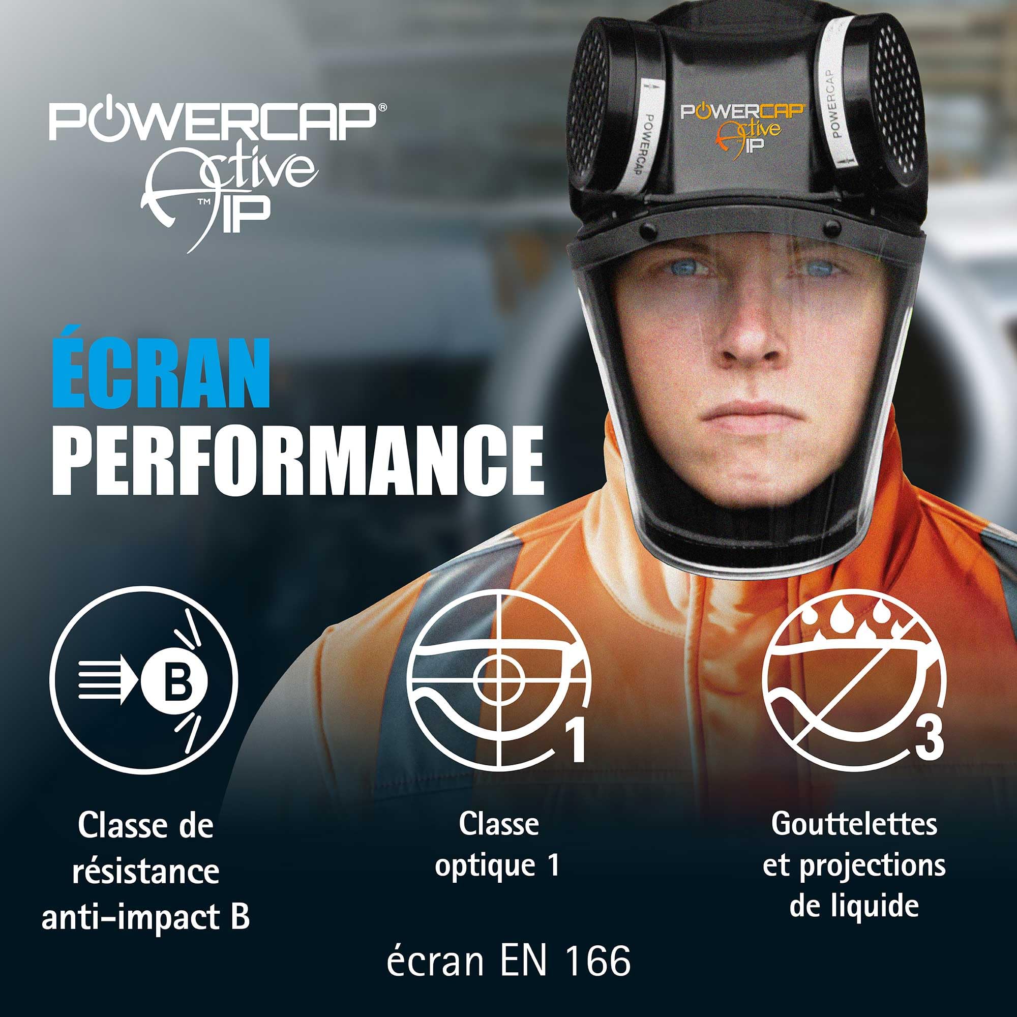 JSP POWERCAP ACTIVE IP PAPR Masque Respiratoire Ventilé - Filtre & Visière Anti-Impact - Batterie 8h & USB - Anti Poussière & Particules - Travaux, Agriculture, Bricolage - EN 12941 & EN 166