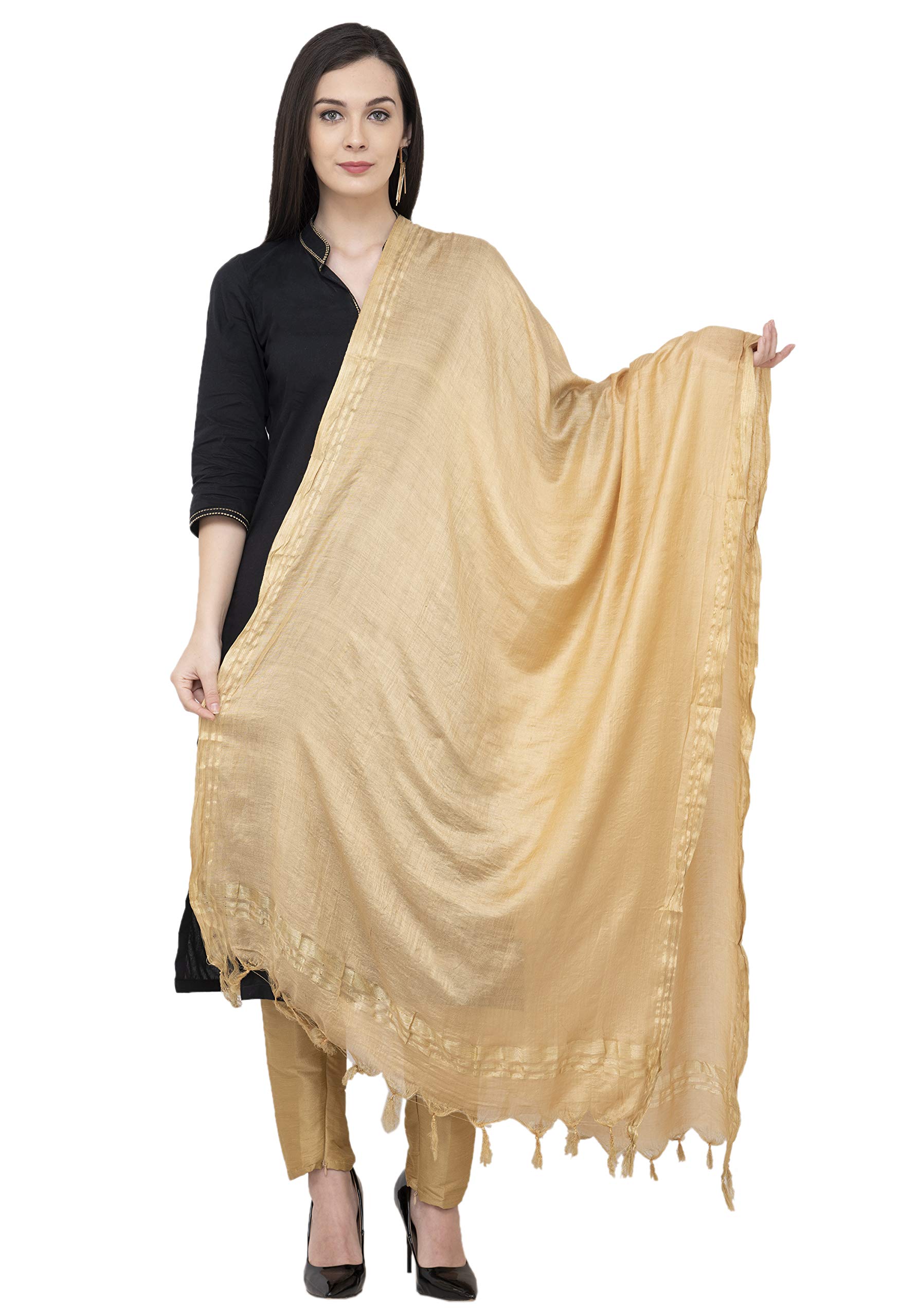a r silk Women's Self Design Silk Dupatta (ARS057_Golden_Free Size)-picture-18