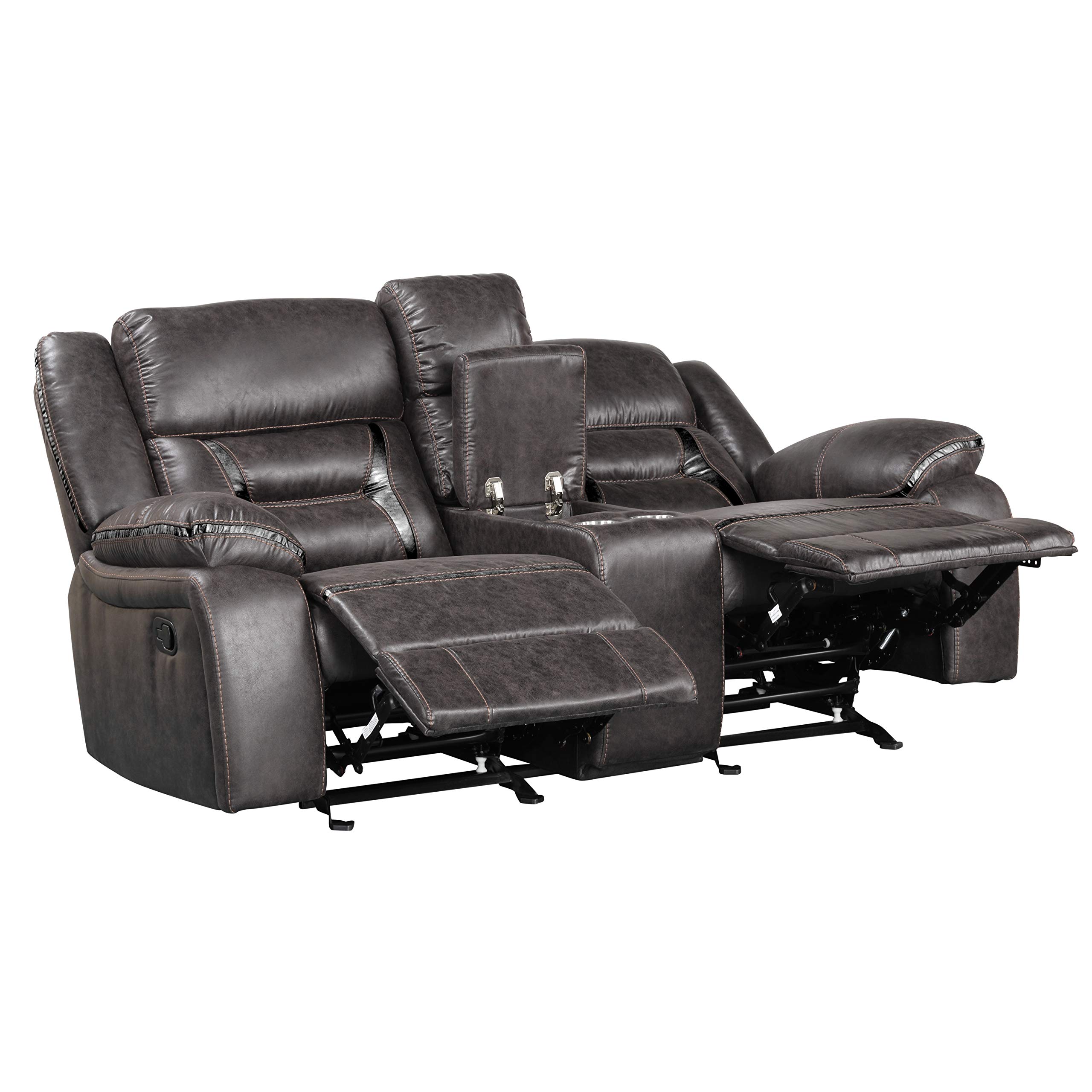 Roundhill Furniture Elkton Sofas, Polyester Dark Chestnut