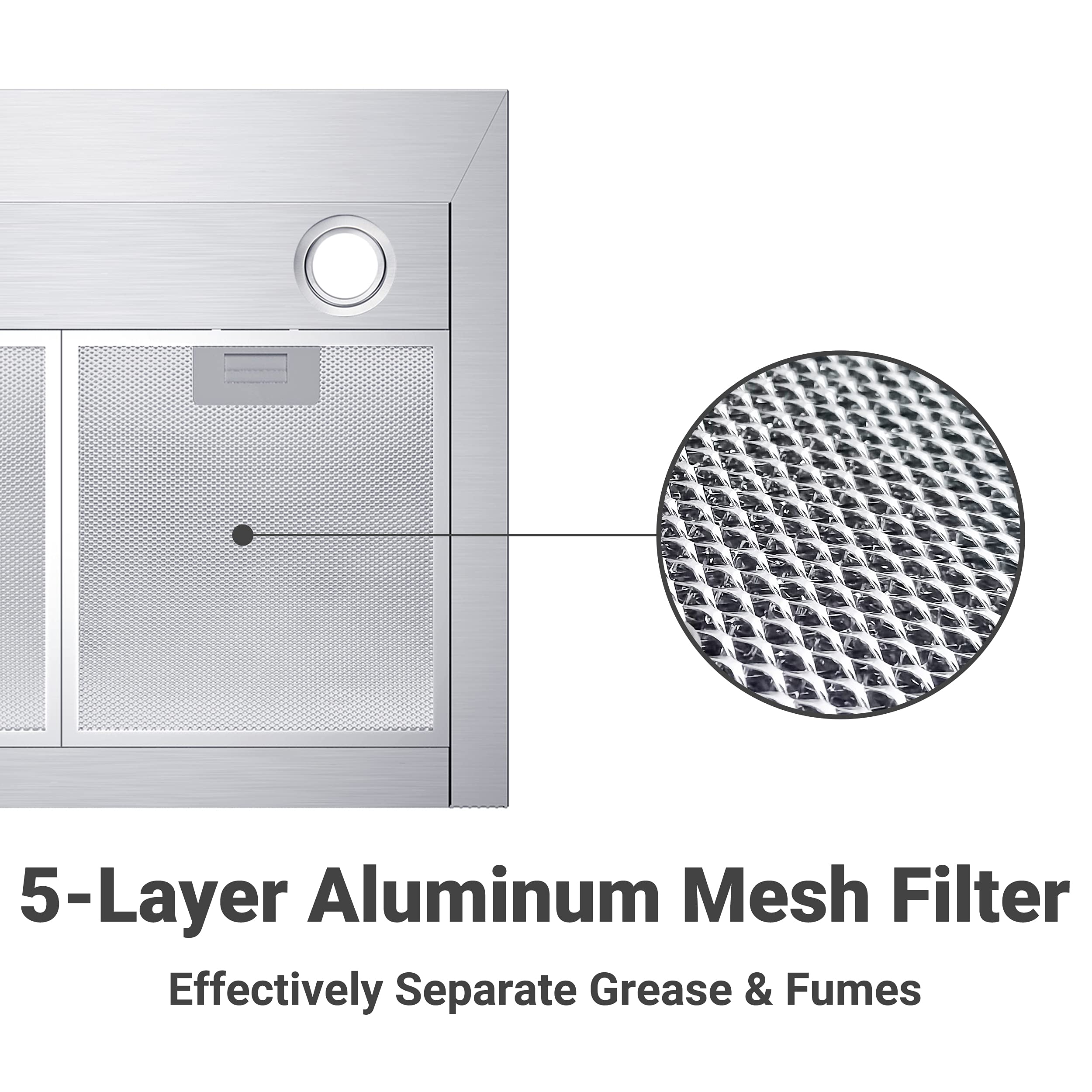 Wall Mount Range Hood 30 inch 450 CFM Stove Vent Hood for Kitchen with Soft Touch Control Delay