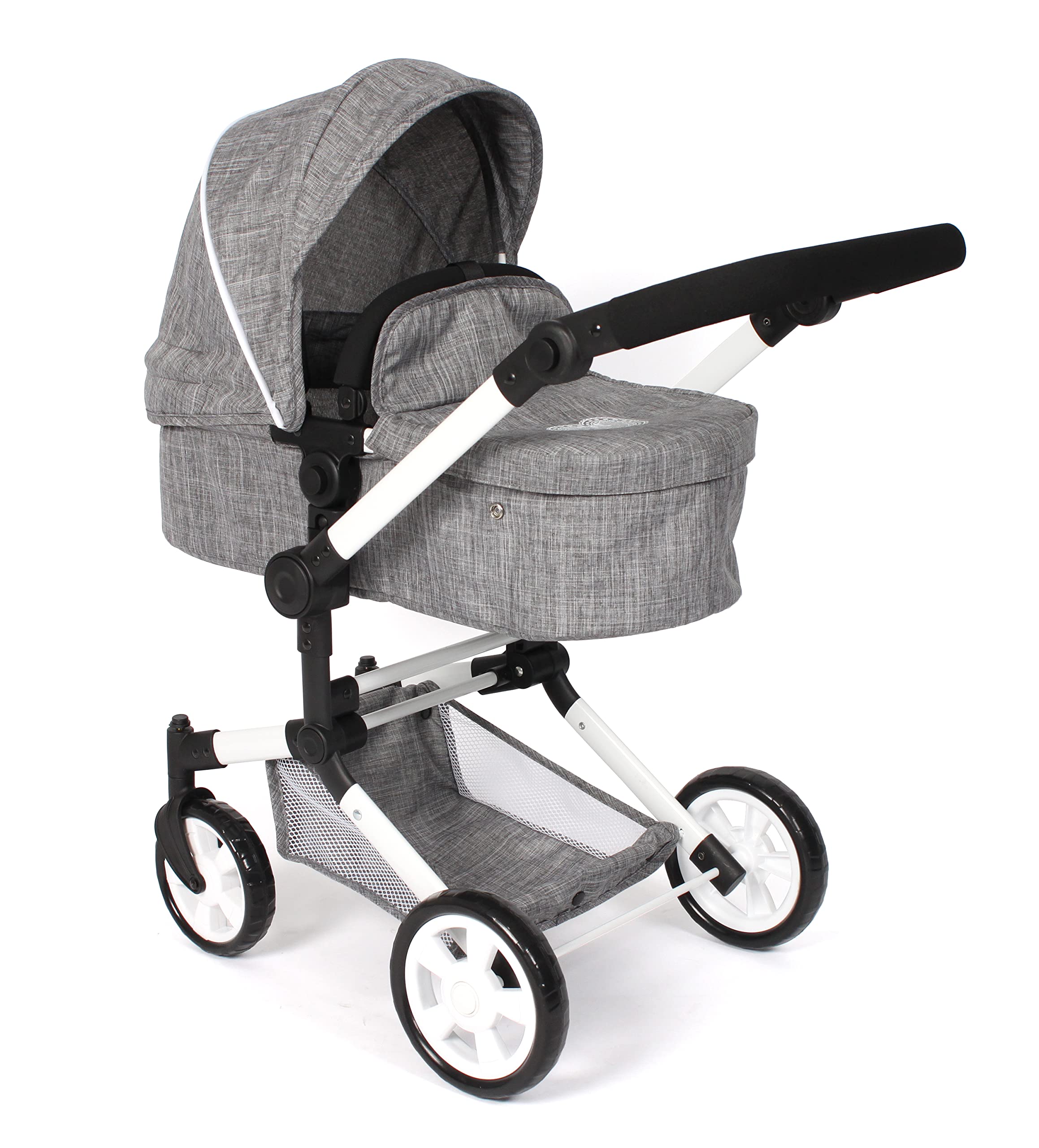 Bayer Chic 2000 Poussette poupée 3 en 1 Linus Pliable réglable | Set 3 en 1 avec nacelle transformable et siège auto, poignée réglable de 47 à 78 cm.