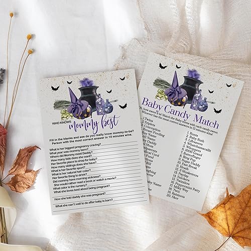 Miniatura 6 de Paper Clever Party Trouble is Brewing - Juego de baby shower 2 en 1 con Mommy Best y Candy Bar a juego, divertida bruja o mago revelación de género