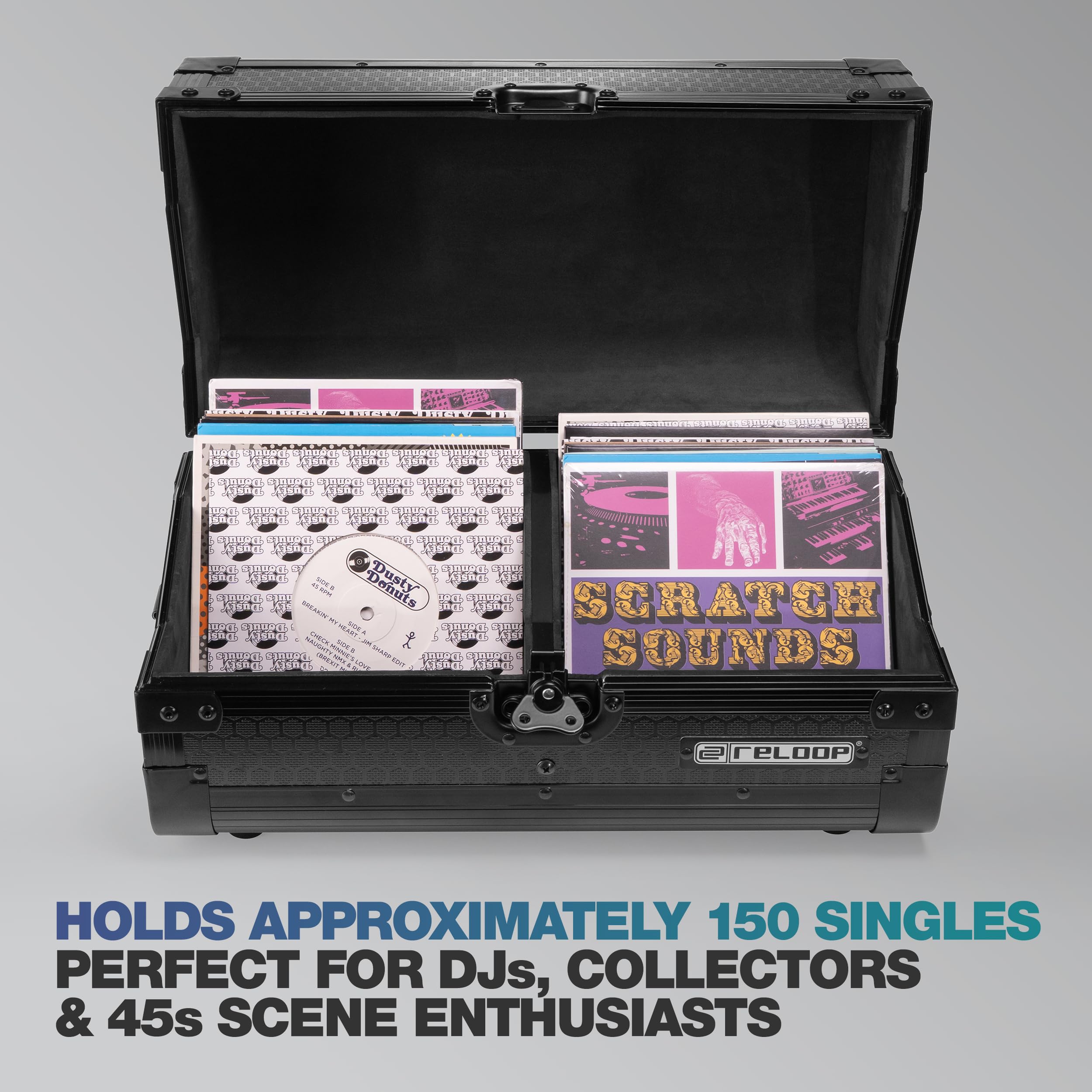 Reloop 7'' Record Case 150 Black - Custodia classica per vinili da 7″ dal design robusto e professionale