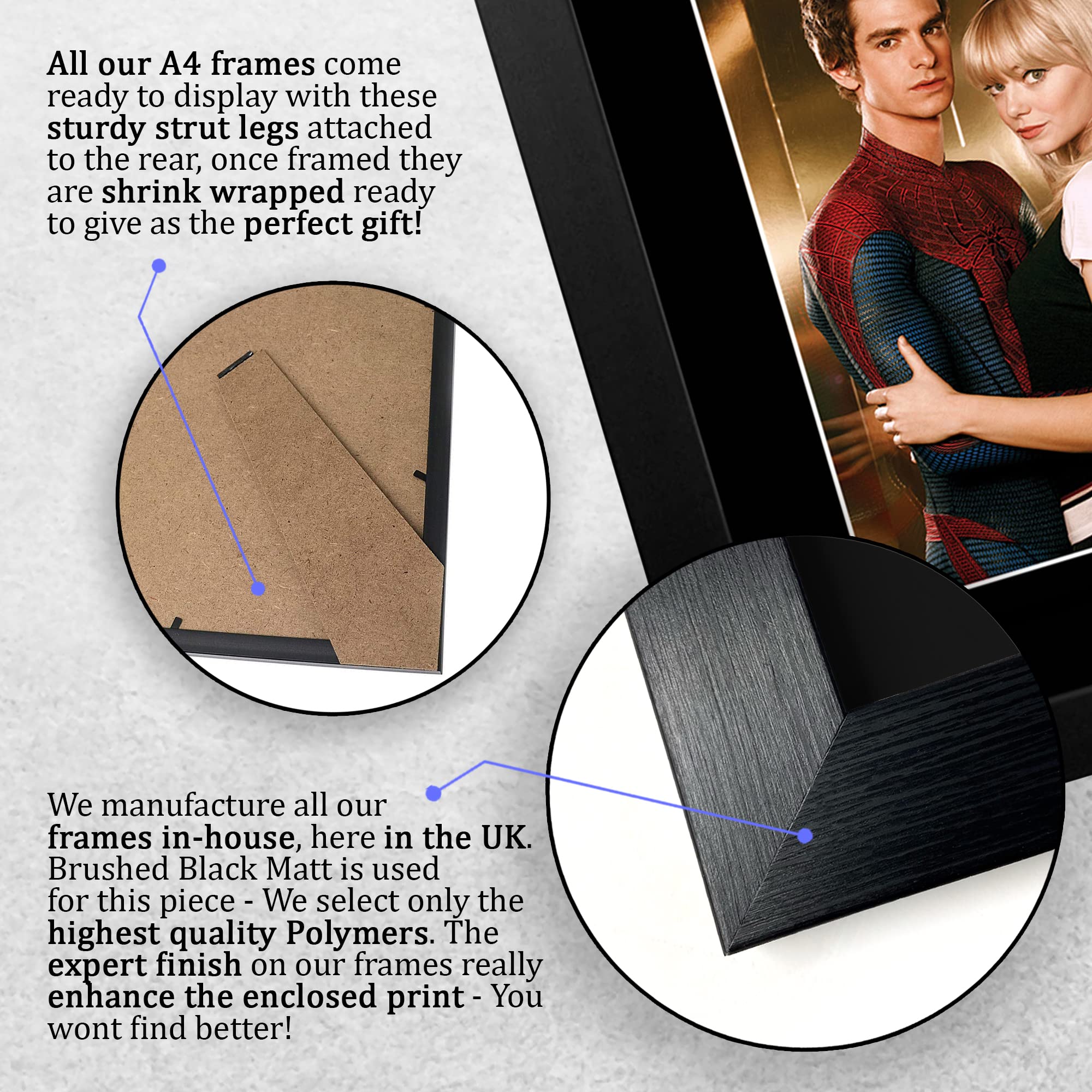 HWC Trading FR A4 Andrew Garfield & Emma Stone Spider-Man Prezenty Drukowane Podpisane Zdjęcie Z Autografem Dla Fanów Pamiątek Filmowych - A4 Framed