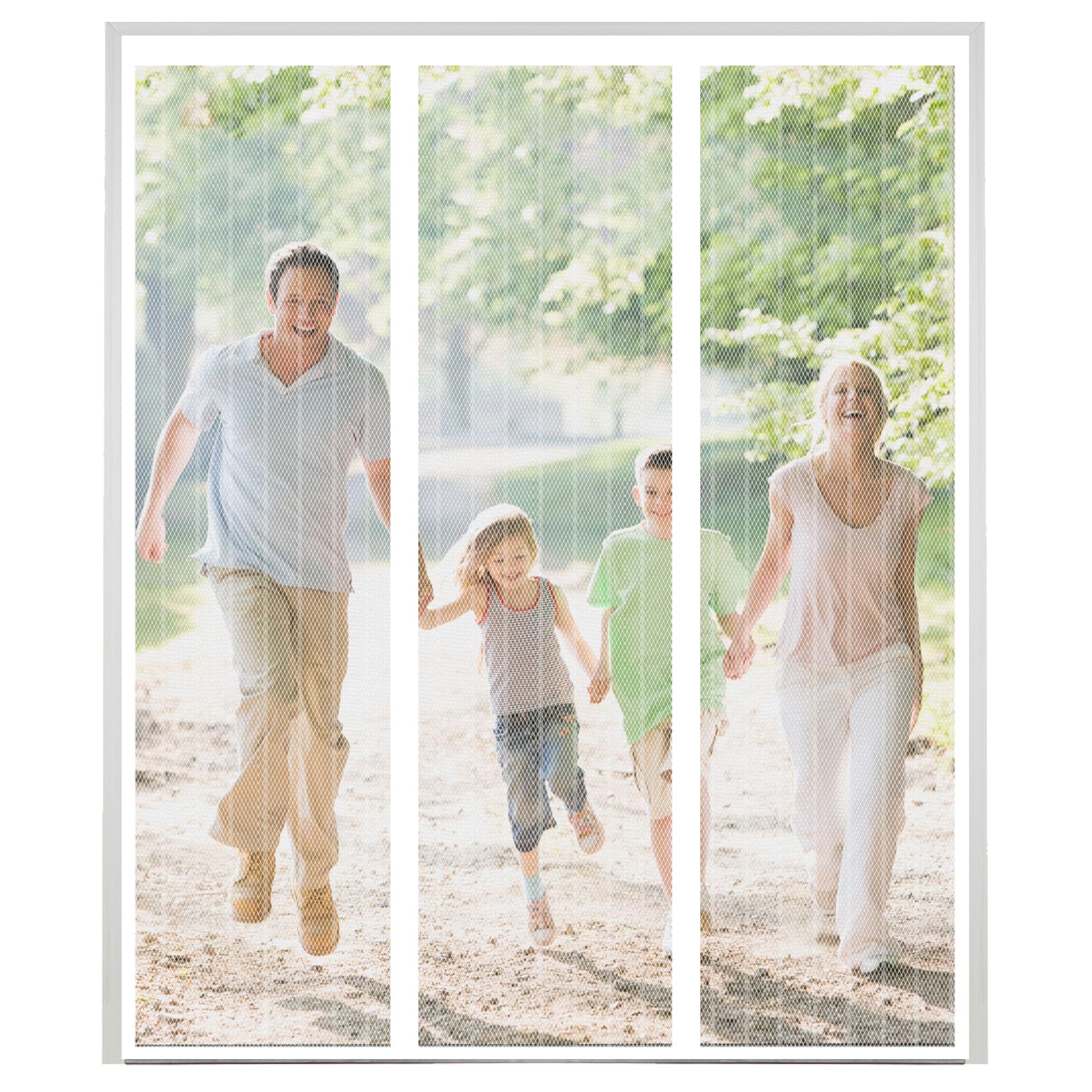 Magnetic Fly Screen Door, White Double Door Screen Curtain for Sliding Door, Anti Mosquito Polyester Mesh Screen Door, Heavy Duty Bug Mesh Curtain,Install Without Drilling, Lets Fresh Air in,210x280cm — image 1
