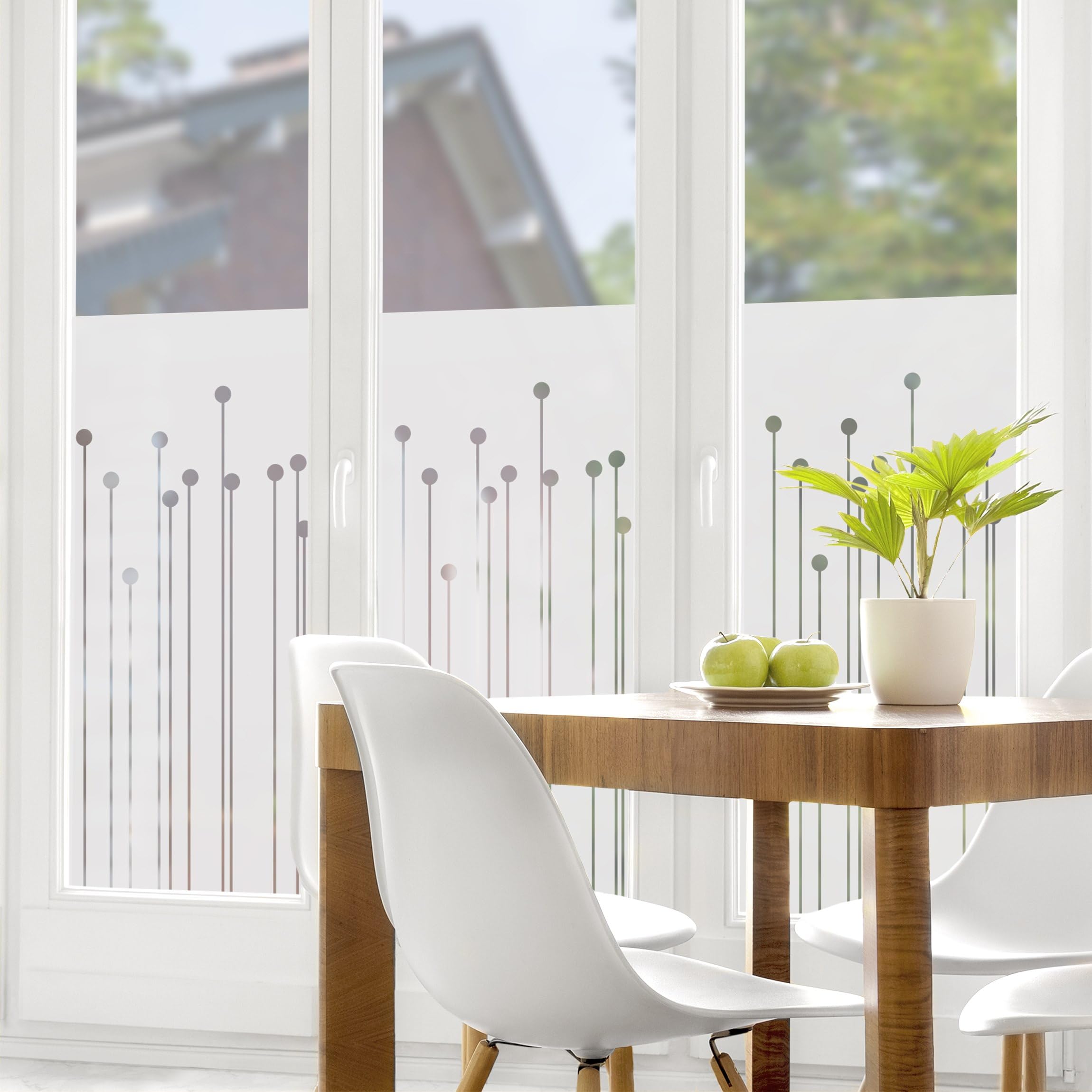 Fensterfolie statisch haftend Blumen Sichtschutz Milchglas - Made in Germany - Motiv Abstrakt Blickdicht Scheibe Innen Schlafzimmer Wohnzimmer Küche Glas 1677 (100x100cm)