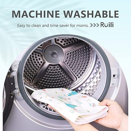 Miniatura 7 de RUILI Cambiador de pañales impermeable para bebé, algodón suave reutilizable, tapete cambiador absorbente portátil para niñas, niños y mujeres