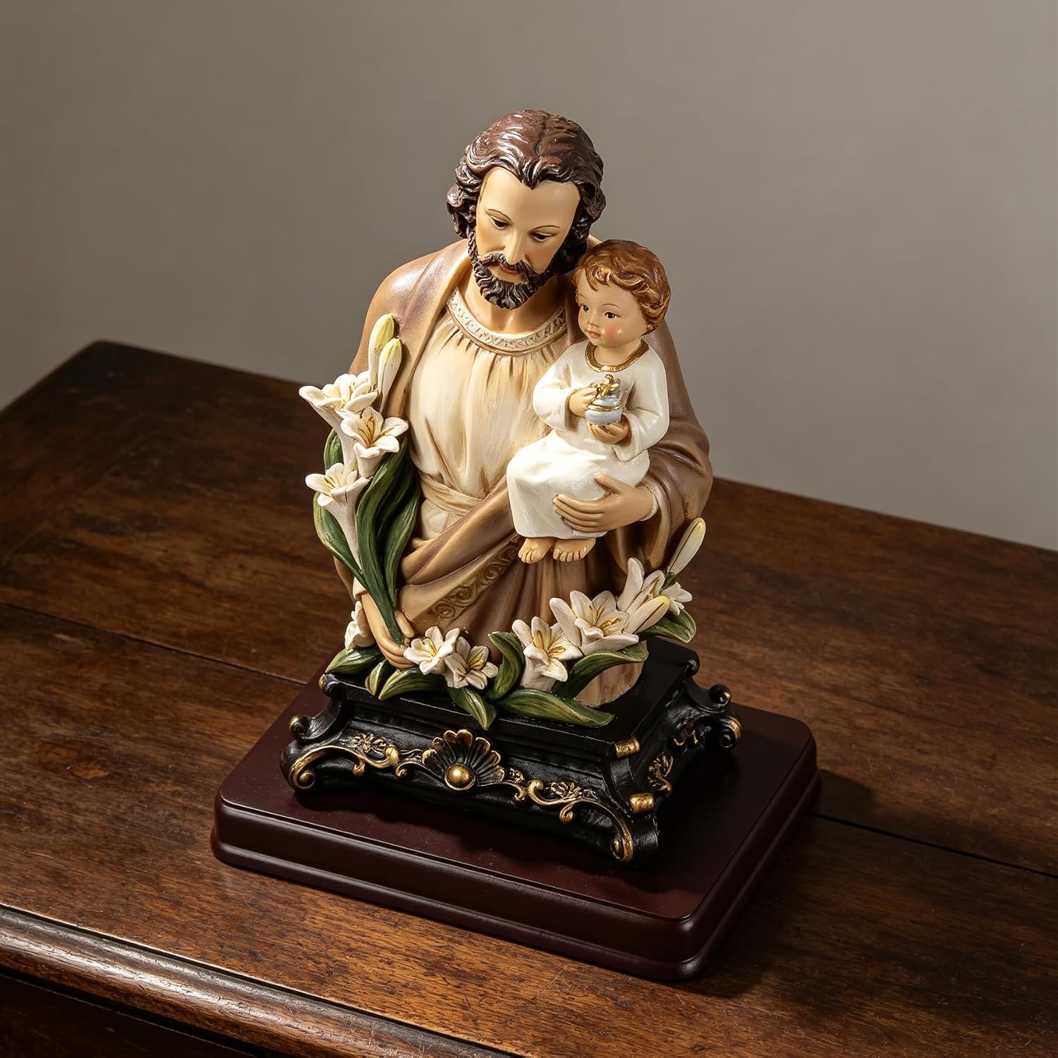 St. Joseph with Child Jesus Statue, 7.6 Inch Catholic Sculpture image 5
