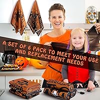 Vista 4 de Ganeen 6 toallas de cocina de Halloween, enanos, telarañas, brujas, castillos, plato de fibra para los dedos, paños de cocina de mano de 14.2 x 21.3