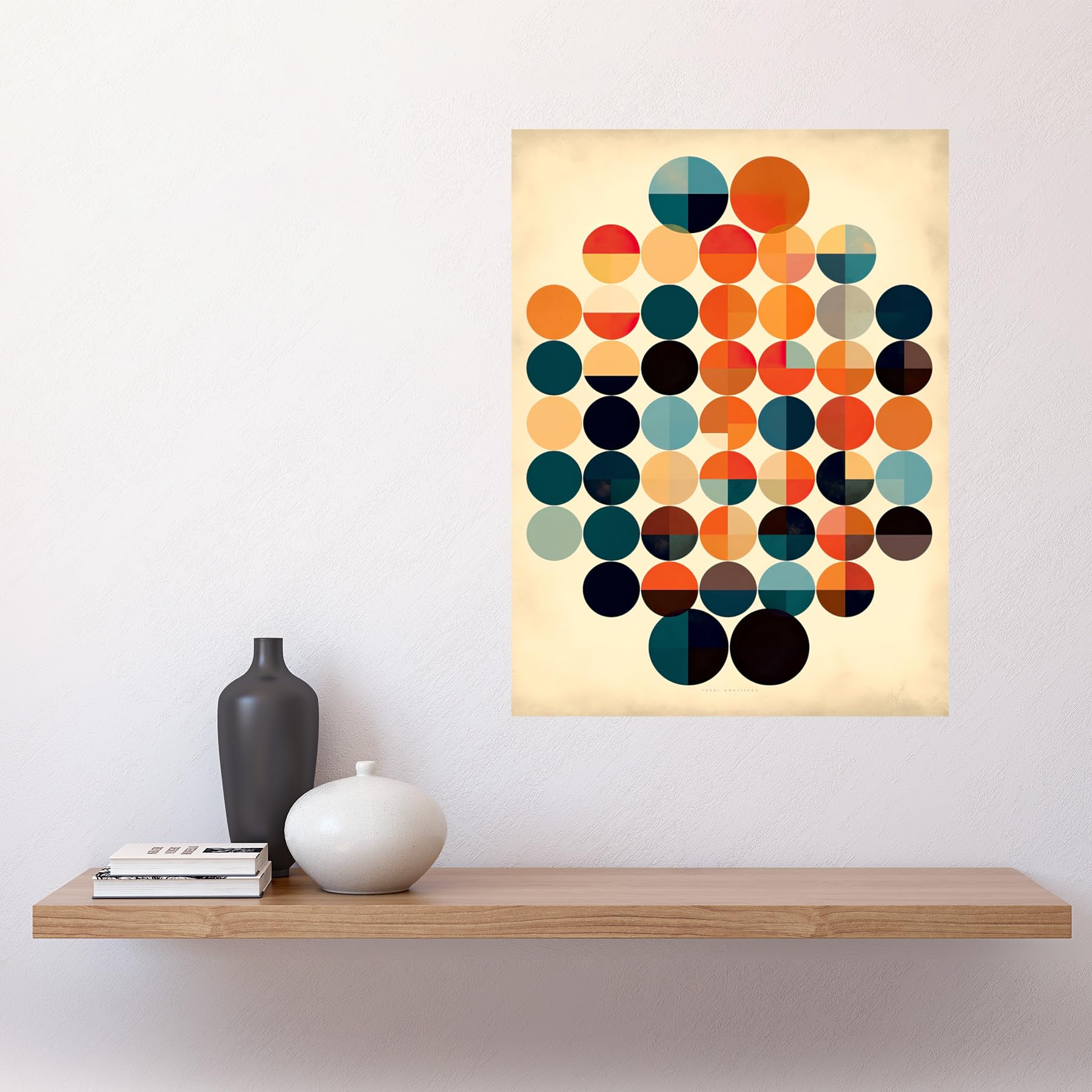 Artery8 Minimalist Bauhaus Geometric Vintage Colourful Shapes Circles Large Wall Art Poster Print Thick Paper 18X24 Inch - Image 2